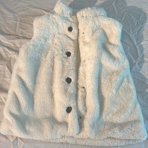 Hanna Andersson faux fleece girls vest white (WORN ONCE) girls 6-7